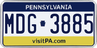 PA license plate MDG3885