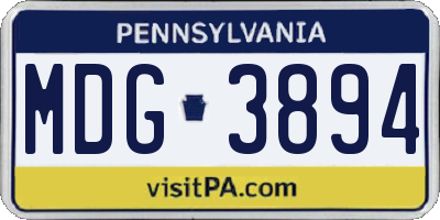 PA license plate MDG3894