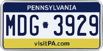 PA license plate MDG3929