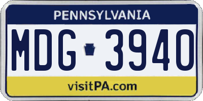 PA license plate MDG3940