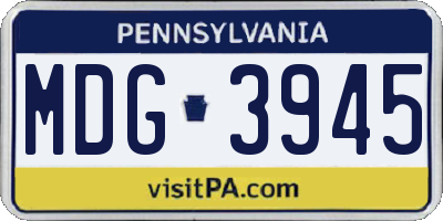 PA license plate MDG3945