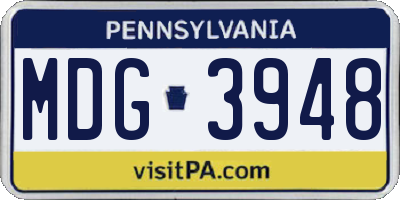 PA license plate MDG3948