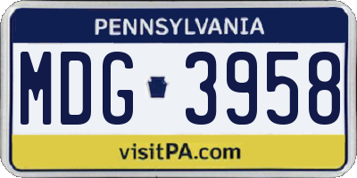 PA license plate MDG3958