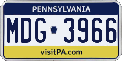 PA license plate MDG3966