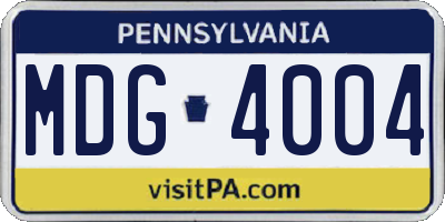 PA license plate MDG4004