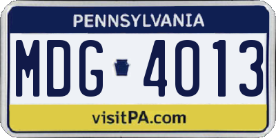 PA license plate MDG4013