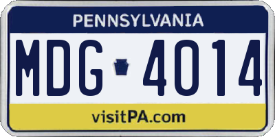 PA license plate MDG4014