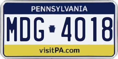 PA license plate MDG4018