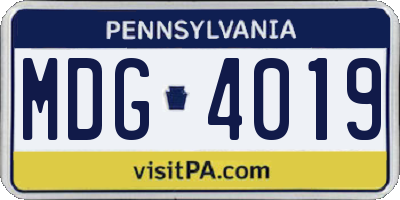 PA license plate MDG4019