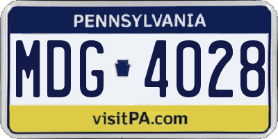 PA license plate MDG4028