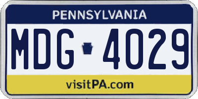PA license plate MDG4029
