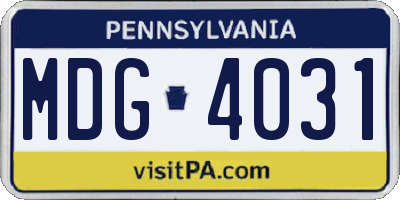 PA license plate MDG4031
