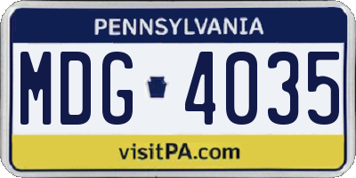 PA license plate MDG4035