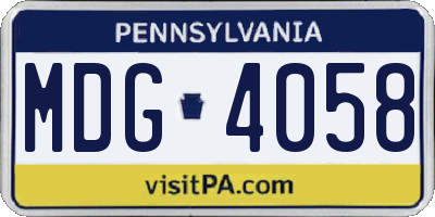 PA license plate MDG4058