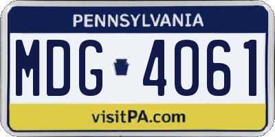 PA license plate MDG4061