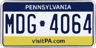PA license plate MDG4064