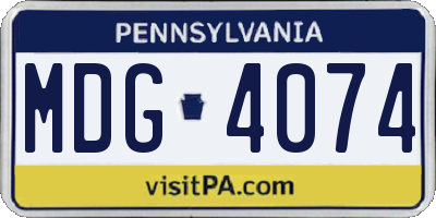 PA license plate MDG4074