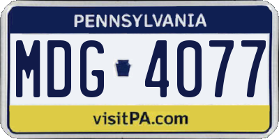 PA license plate MDG4077