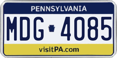 PA license plate MDG4085