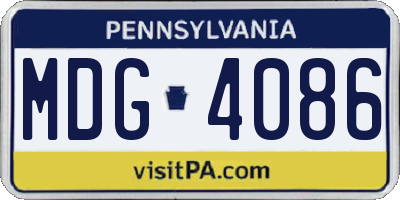 PA license plate MDG4086