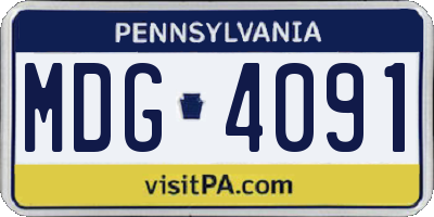 PA license plate MDG4091