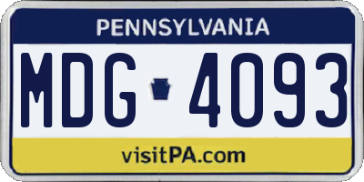 PA license plate MDG4093
