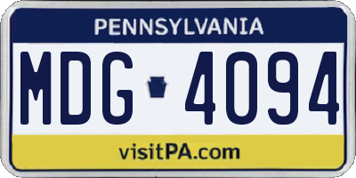 PA license plate MDG4094
