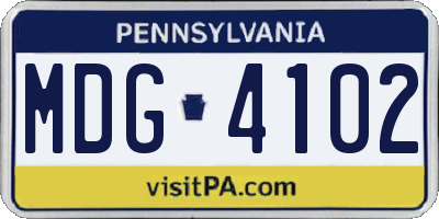 PA license plate MDG4102