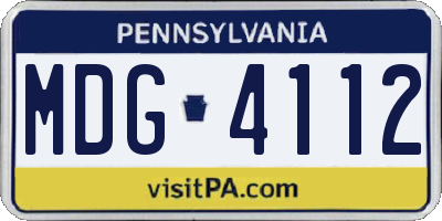 PA license plate MDG4112