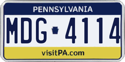 PA license plate MDG4114