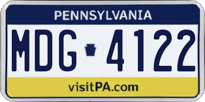 PA license plate MDG4122
