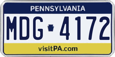 PA license plate MDG4172