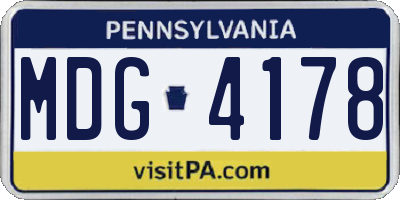 PA license plate MDG4178