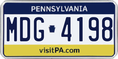 PA license plate MDG4198