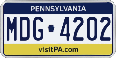 PA license plate MDG4202