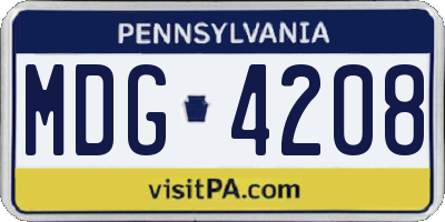 PA license plate MDG4208