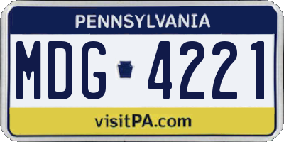 PA license plate MDG4221
