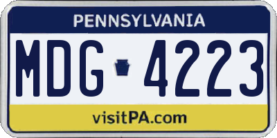 PA license plate MDG4223