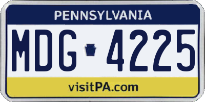 PA license plate MDG4225