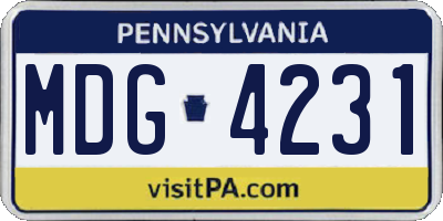 PA license plate MDG4231