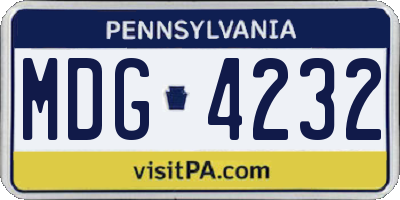 PA license plate MDG4232