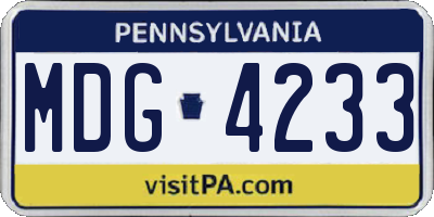 PA license plate MDG4233