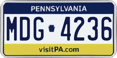 PA license plate MDG4236
