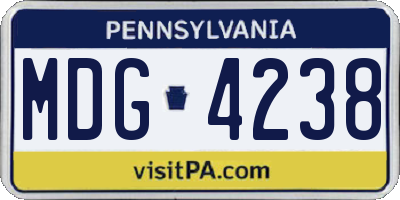 PA license plate MDG4238