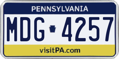 PA license plate MDG4257