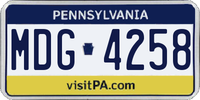 PA license plate MDG4258