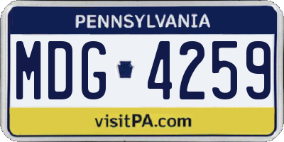 PA license plate MDG4259