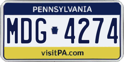 PA license plate MDG4274