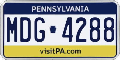 PA license plate MDG4288