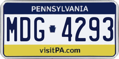PA license plate MDG4293